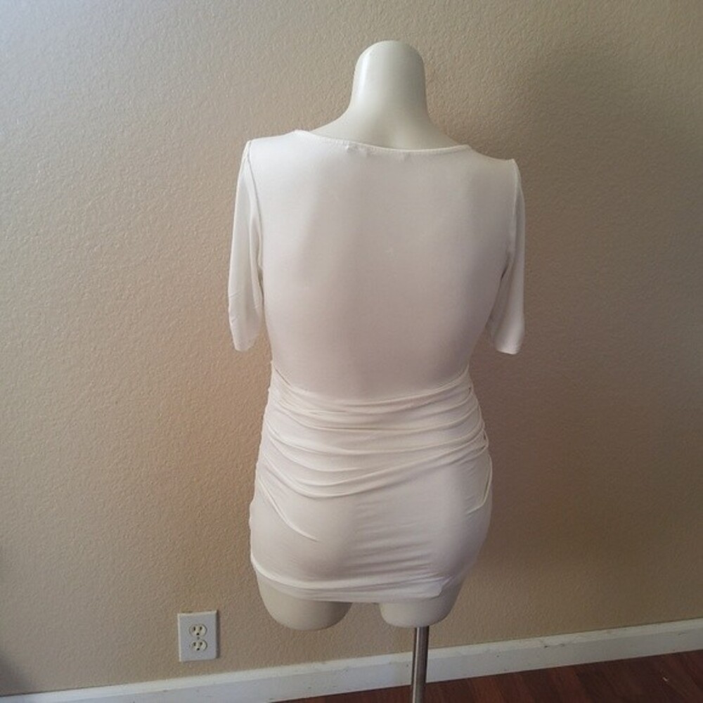 Soft Surroundings Ruched Knit Top M White - Picture 4 of 6